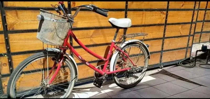 Bicicleta urbana roja con canasto - 1