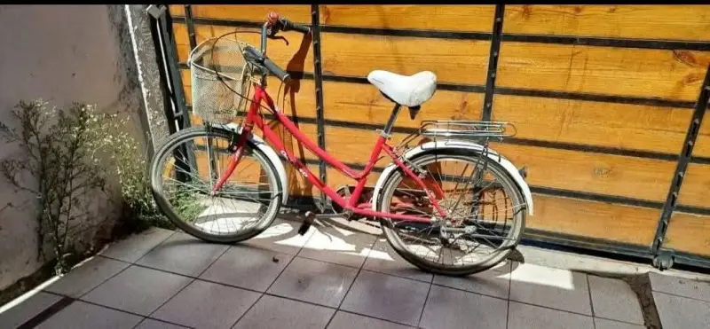 Bicicleta urbana roja con canasto - 2
