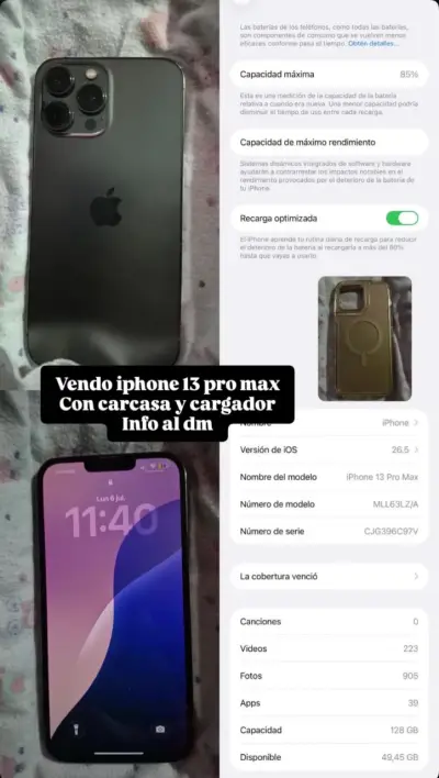 iPhone 13 Pro Max con carcasa y cargador - miniatura 1