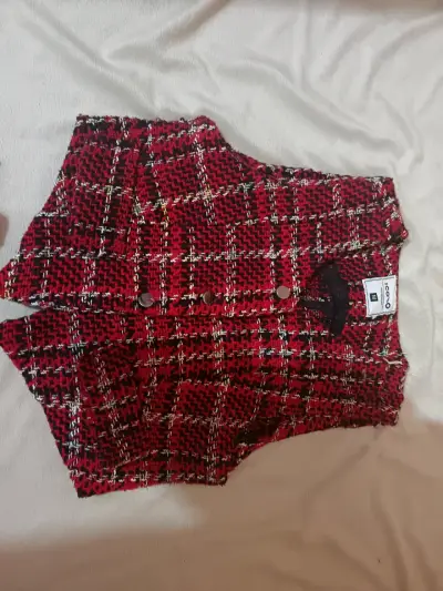 Conjunto falda y chaleco tweed rojo - miniatura 2