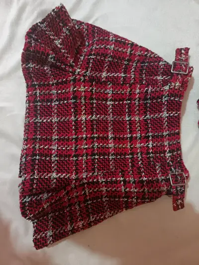 Conjunto falda y chaleco tweed rojo - miniatura 3
