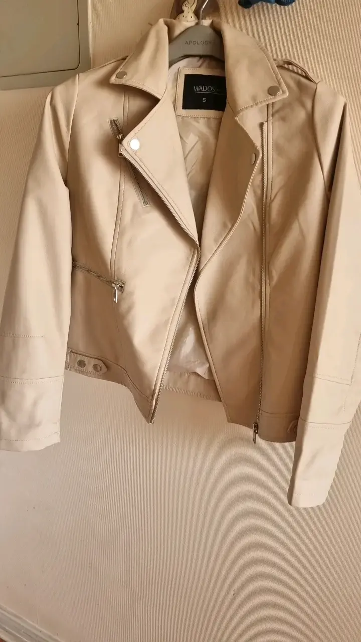 Chaqueta de cuero beige Wados talla S