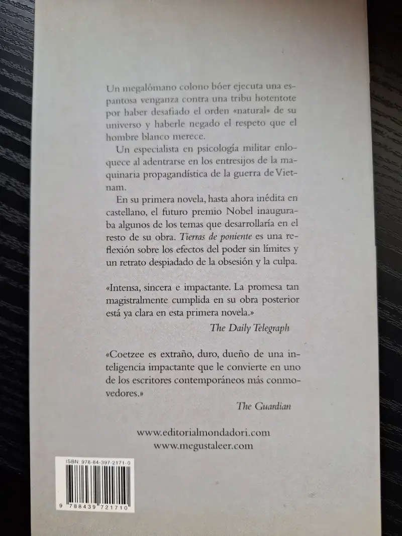 Libro 'Tierras de Poniente' de J.M. Coetzee - 2