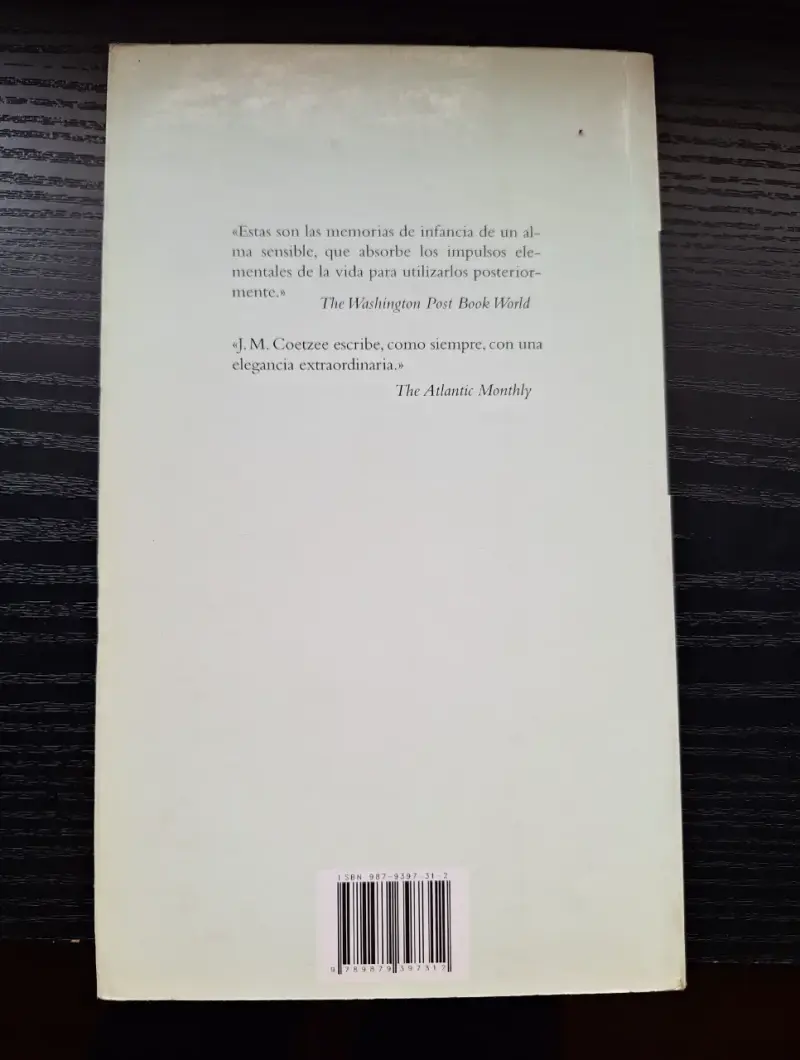 Libro 'Infancia' de J.M. Coetzee - 2