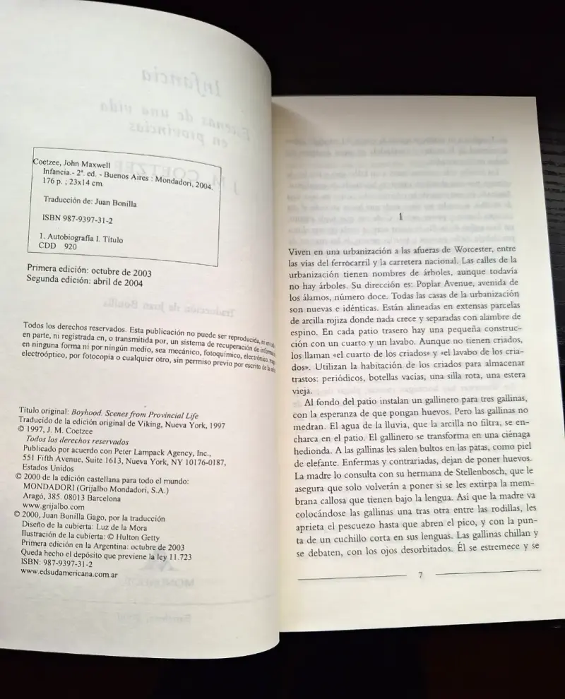 Libro 'Infancia' de J.M. Coetzee - 3