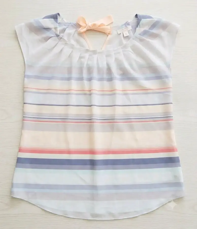 Blusa de rayas multicolor con lazo - 1