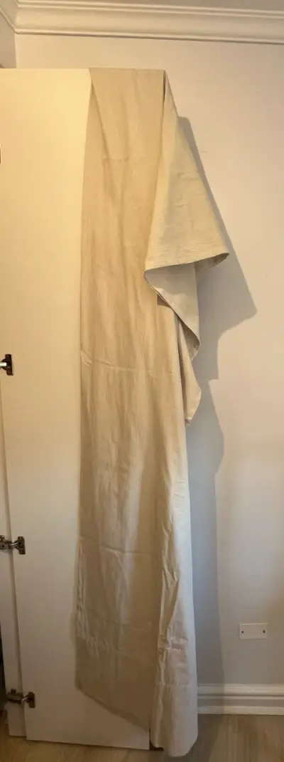Cortina beige de algodon para sala - miniatura 1