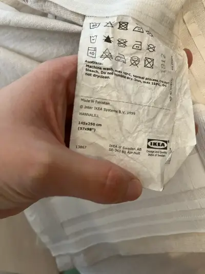 Cortina beige de algodon para sala - miniatura 3