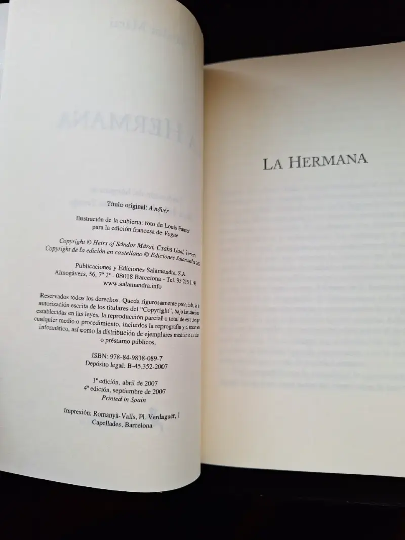 Libro 'La Hermana' de Sándor Márai - 5