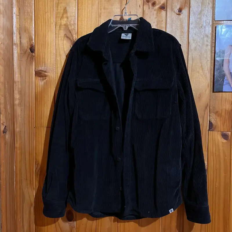 Camisa de pana negra para hombre - 1