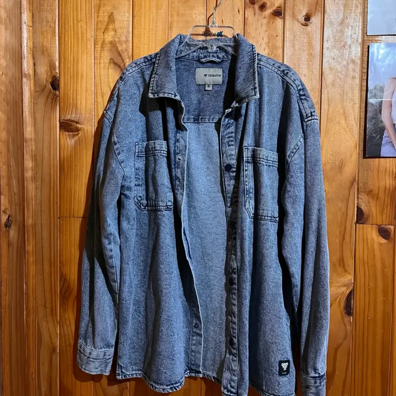 Camisa de mezclilla azul para hombre - 1