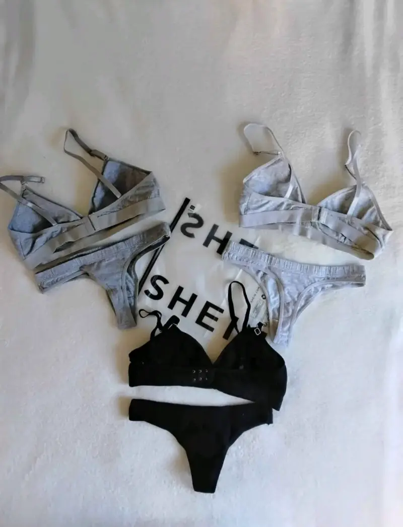 Conjunto de lencería SHEIN gris y negro ☆ S - 3