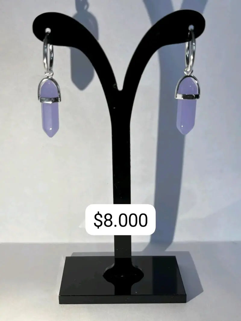 Aros de plata con colgante de cuarzo lila