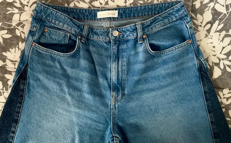 Jeans anchos bicolor de mezclilla azul ZARA - 2