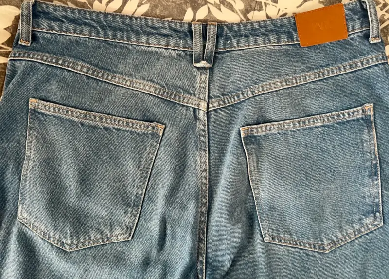 Jeans anchos bicolor de mezclilla azul ZARA - 3