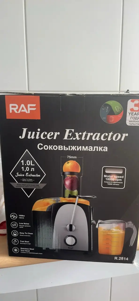 Extractor de jugos RAF 1000W acero inoxidable