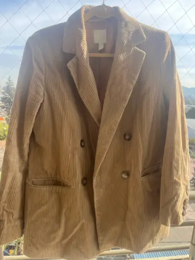 Blazer de pana beige para mujer - miniatura 2
