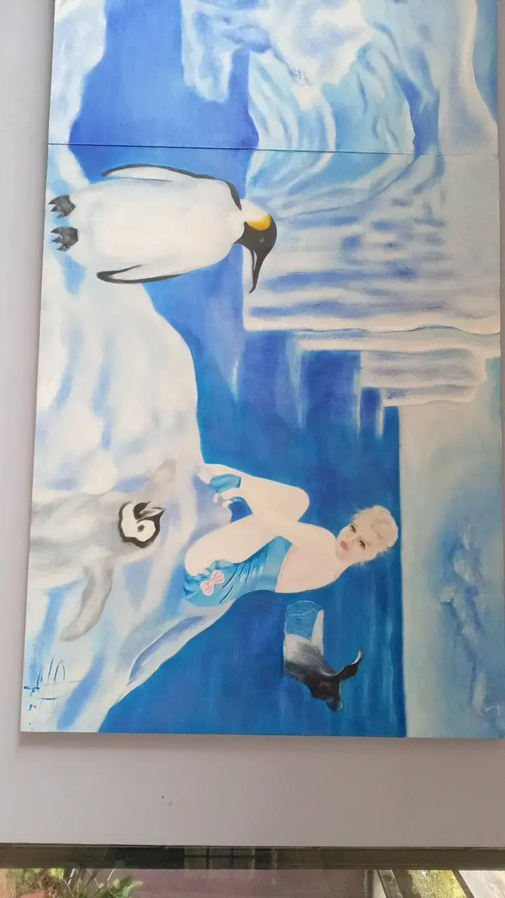 Cuadro artístico de pingüinos en hielo - 2