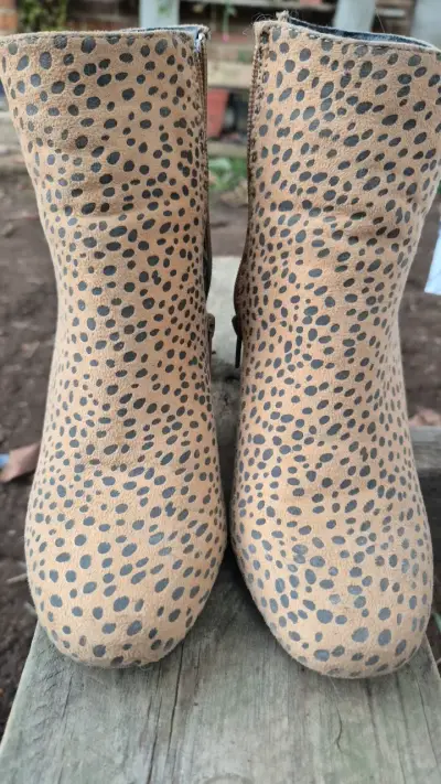 Botines de cuero animal print con cierre lateral - miniatura 4