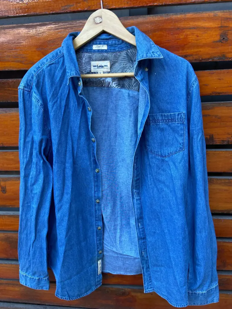 Camisa de mezclilla azul jeans - 1