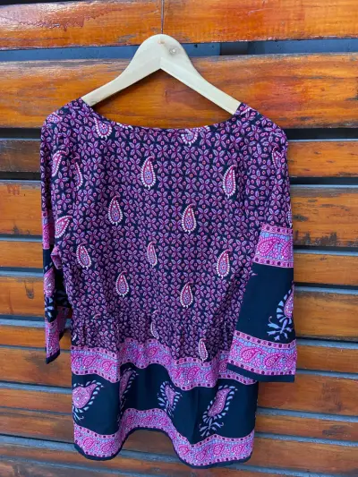 Blusa estampada bohemia de manga larga - miniatura 3