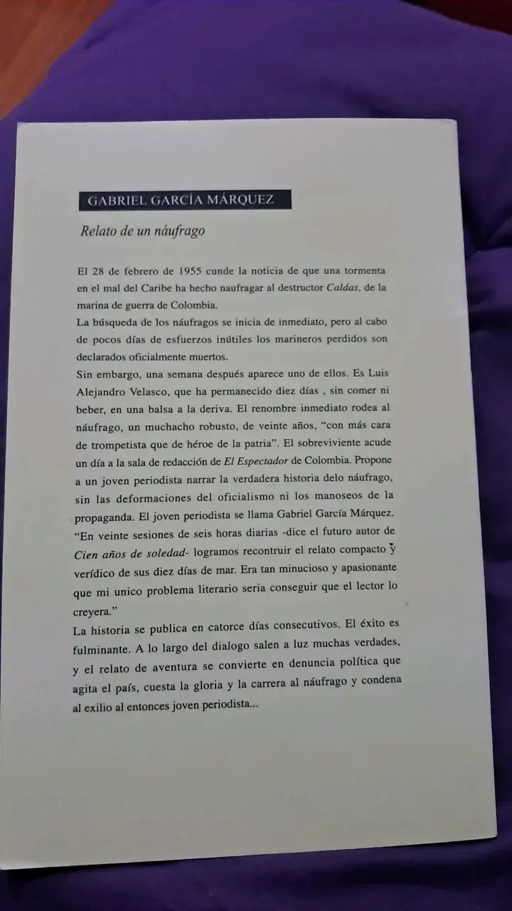 Libro 'Relato de un náufrago' de Gabriel García Márquez - 2