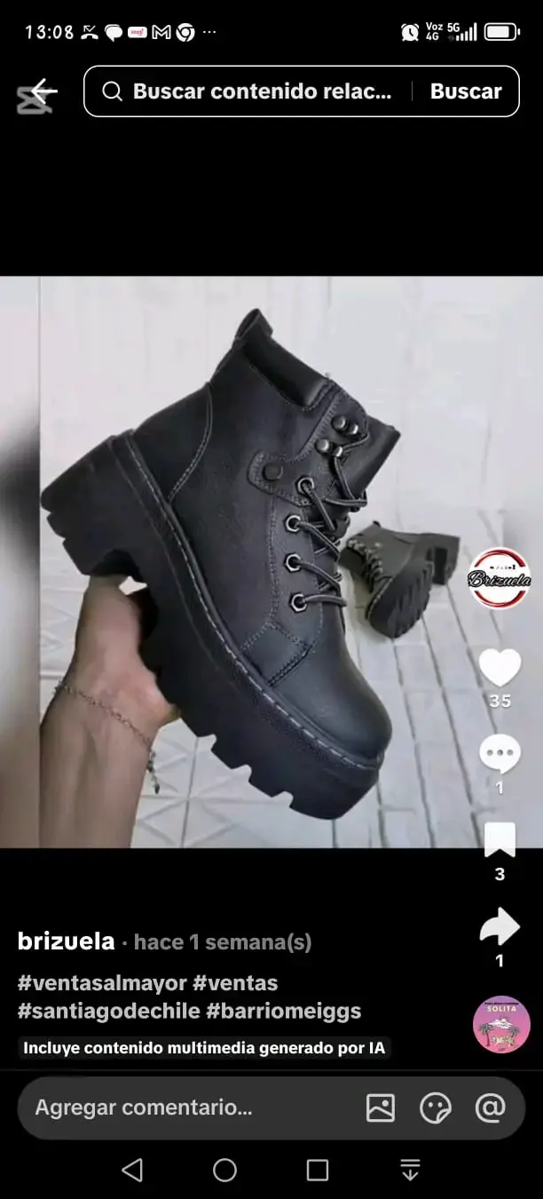 Botines negros de cuero con plataforma tallas