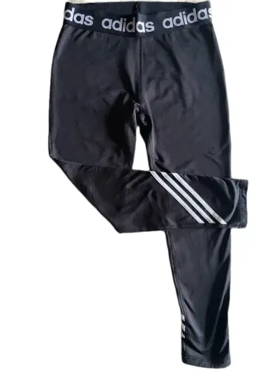 Leggings deportivos Adidas negros con franjas - miniatura 1