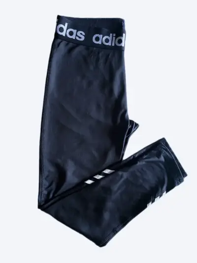 Leggings deportivos Adidas negros con franjas - miniatura 2
