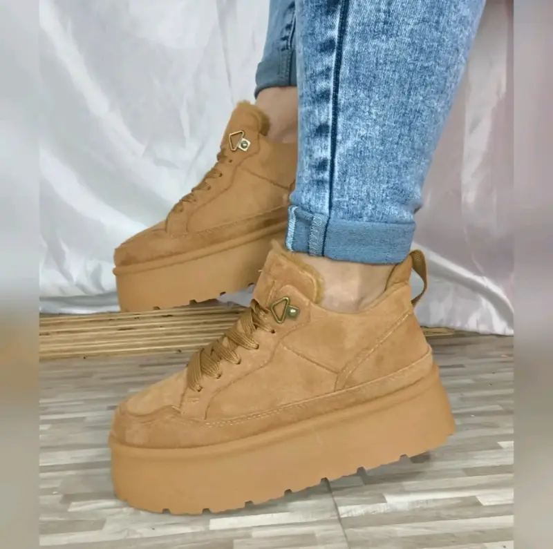 Zapatillas plataforma camel para mujer