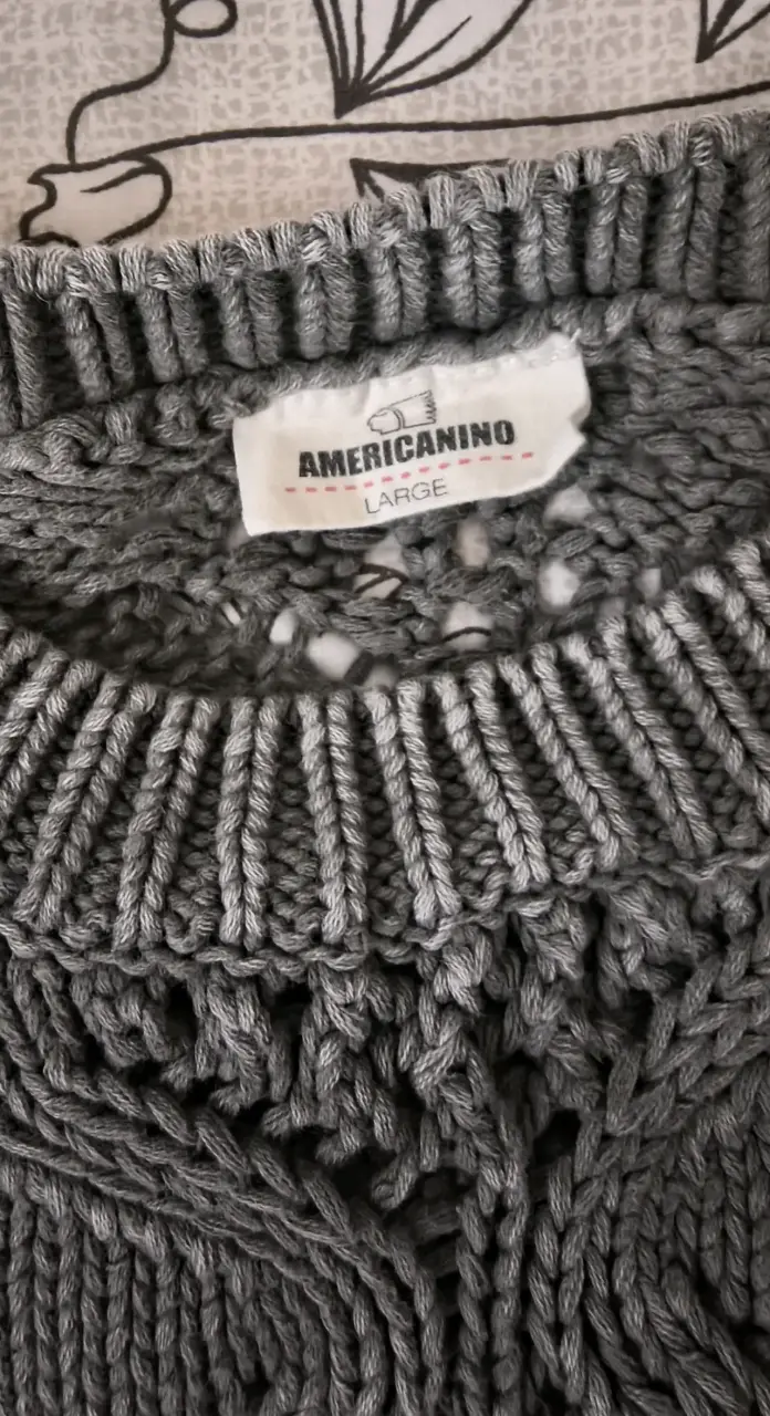 Suéter gris de punto con diseño calado AMERICANINO - 3