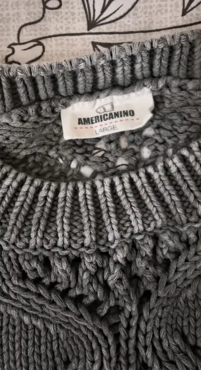 Suéter gris de punto con diseño calado AMERICANINO - miniatura 3