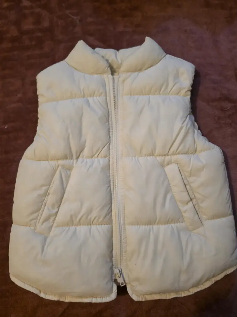 Chaleco acolchado sin mangas beige para mujer - 1