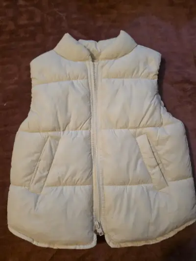 Chaleco acolchado sin mangas beige para mujer - miniatura 1