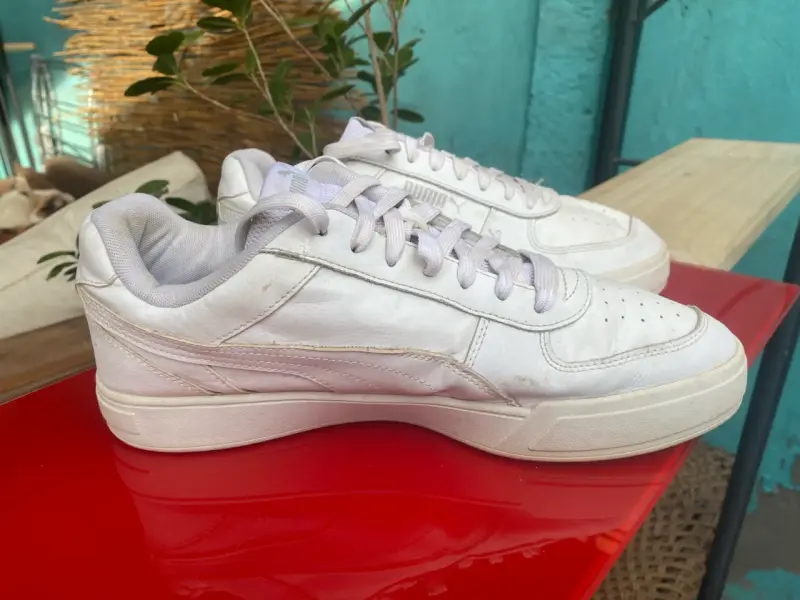 Zapatillas blancas Puma hombre de cuero - 5