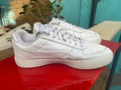 Zapatillas blancas Puma hombre de cuero - miniatura 5