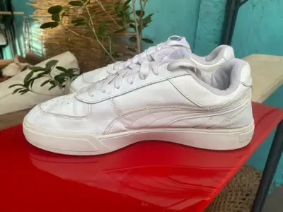 Zapatillas blancas Puma hombre de cuero - miniatura 6