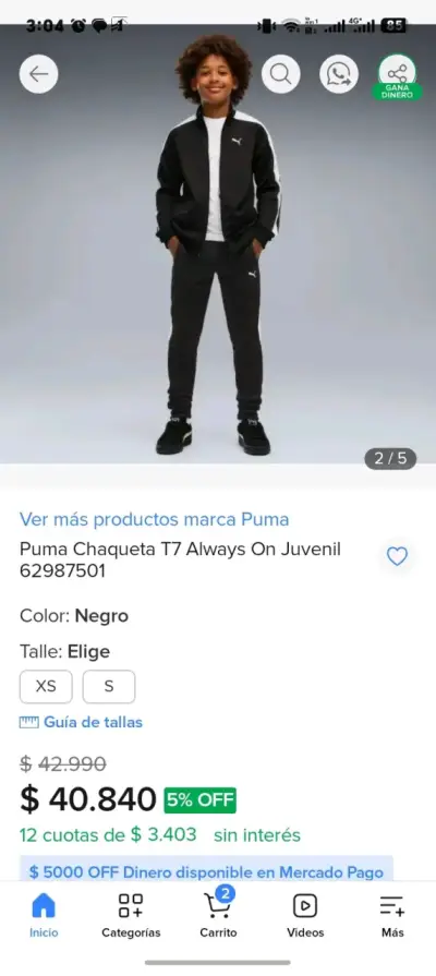 Chaqueta deportiva Puma negra y blanca - miniatura 4
