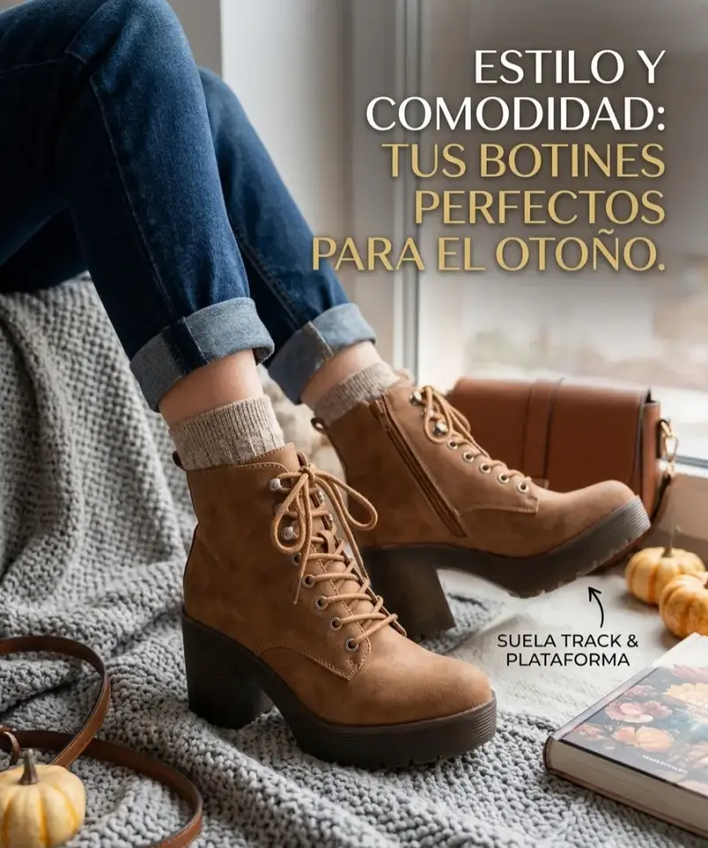 Botines de gamuza marrón con plataforma - 1