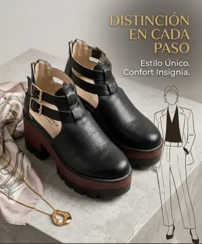 Suecos negros de cuero con hebillas - miniatura 1