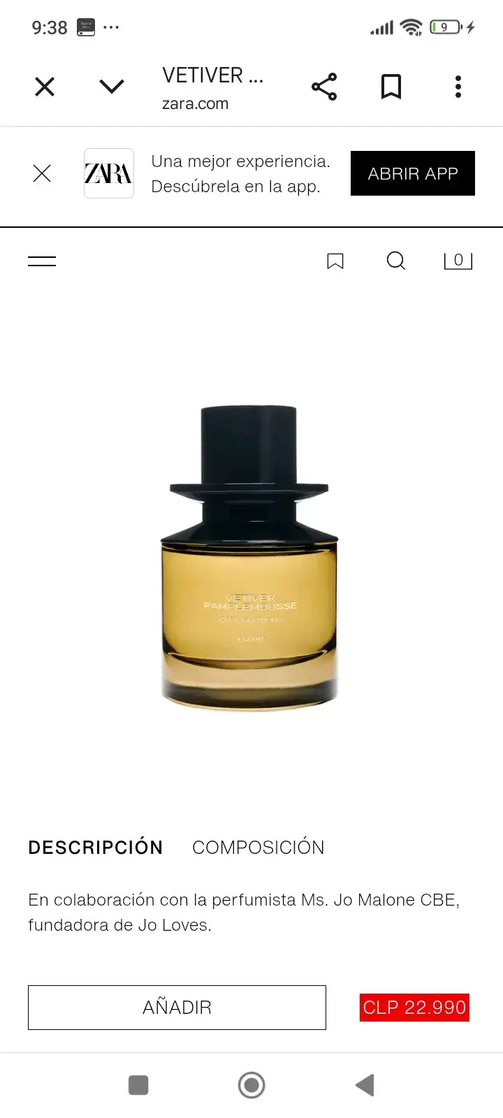 Perfume Vetiver Pamplemousse Zara Elixir - 1