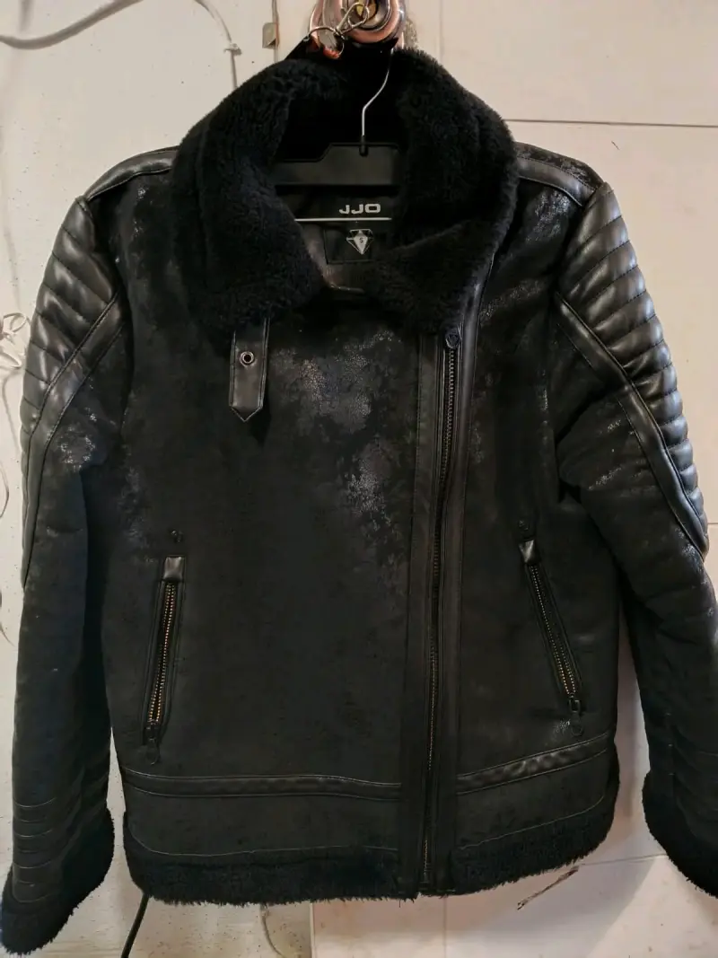 Chaqueta de cuero negra con forro JJO - 2