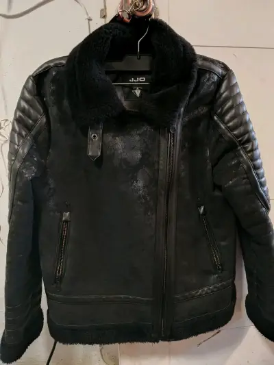 Chaqueta de cuero negra con forro JJO - miniatura 2