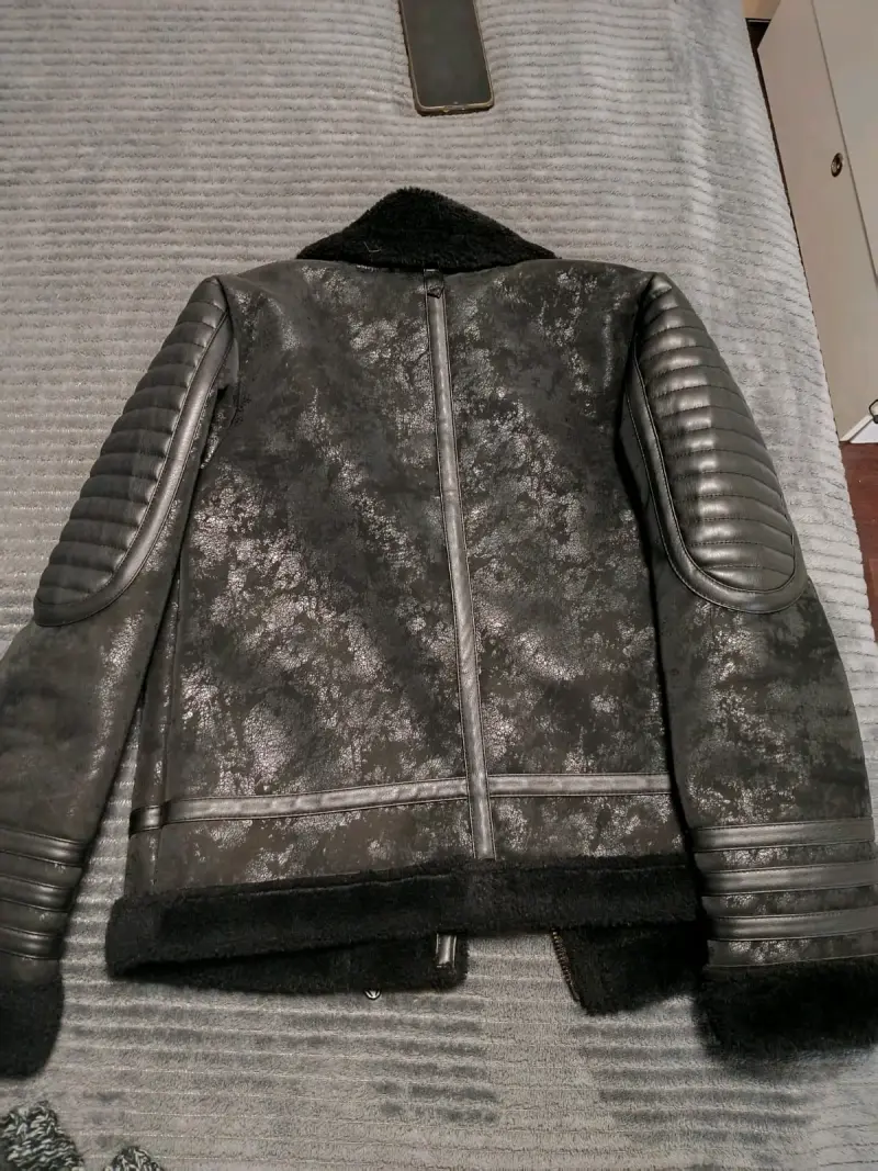 Chaqueta de cuero negra con forro JJO - 3