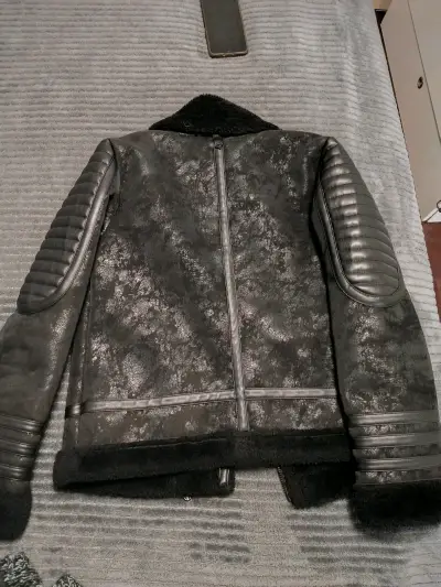 Chaqueta de cuero negra con forro JJO - miniatura 3