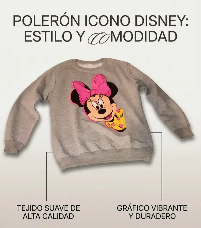 Polerón Disney Minnie Mouse gris