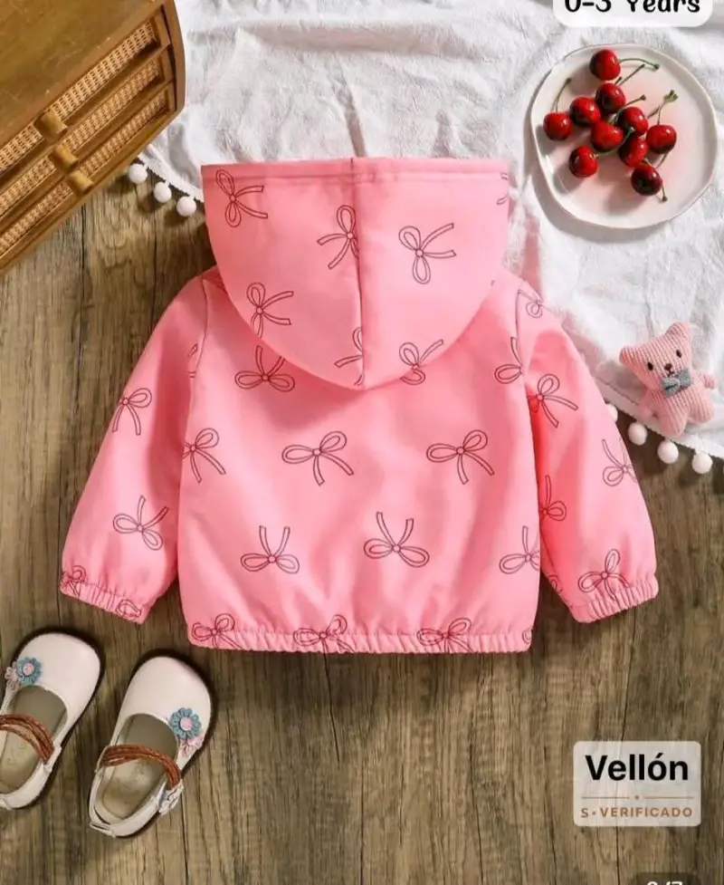Chaqueta de vellón para niña rosa con capucha - 2