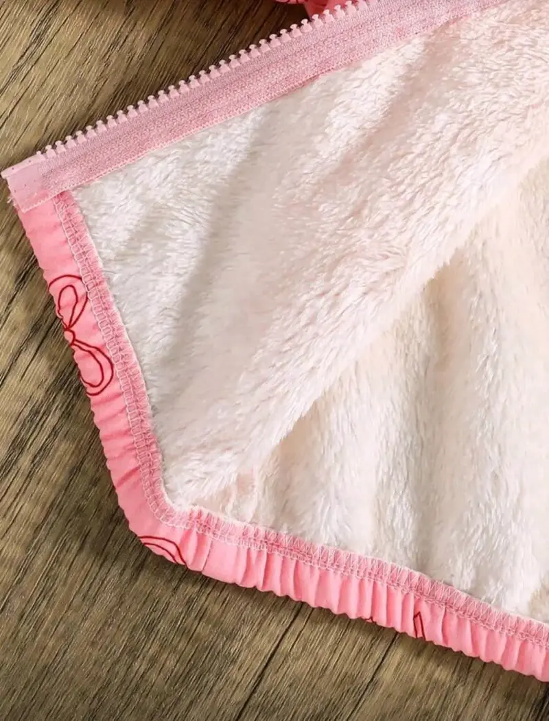 Chaqueta de vellón para niña rosa con capucha - 3