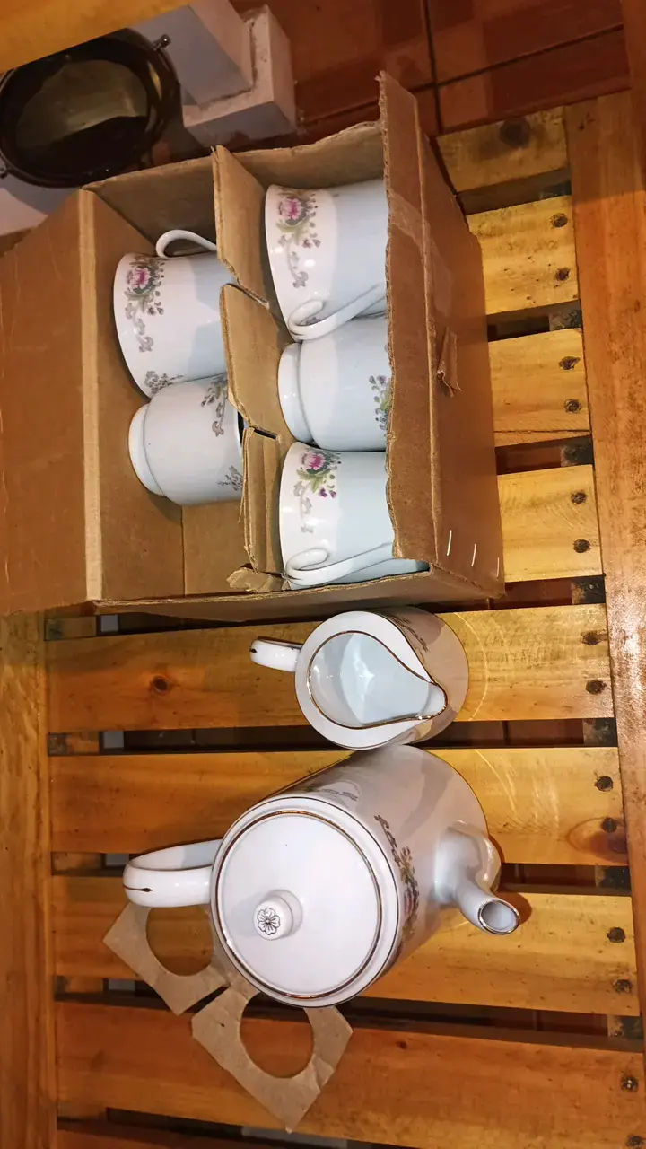 Juego de té de porcelana con diseño floral
