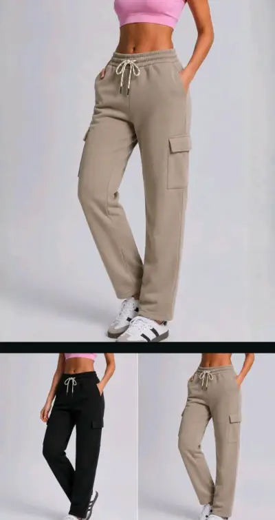 Pantalones cargo anchos de pana para mujer - miniatura 2